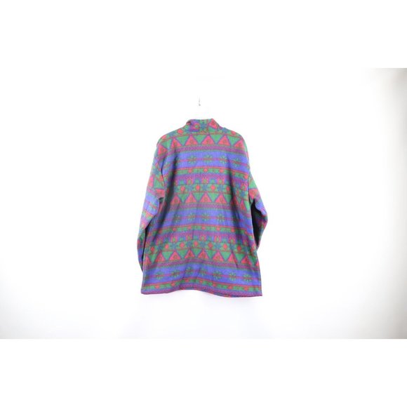 Vintage 90s Streetwear L Nordic Fair Isle Half Zip Fleece Pullover Sweater - Picture 5 of 7